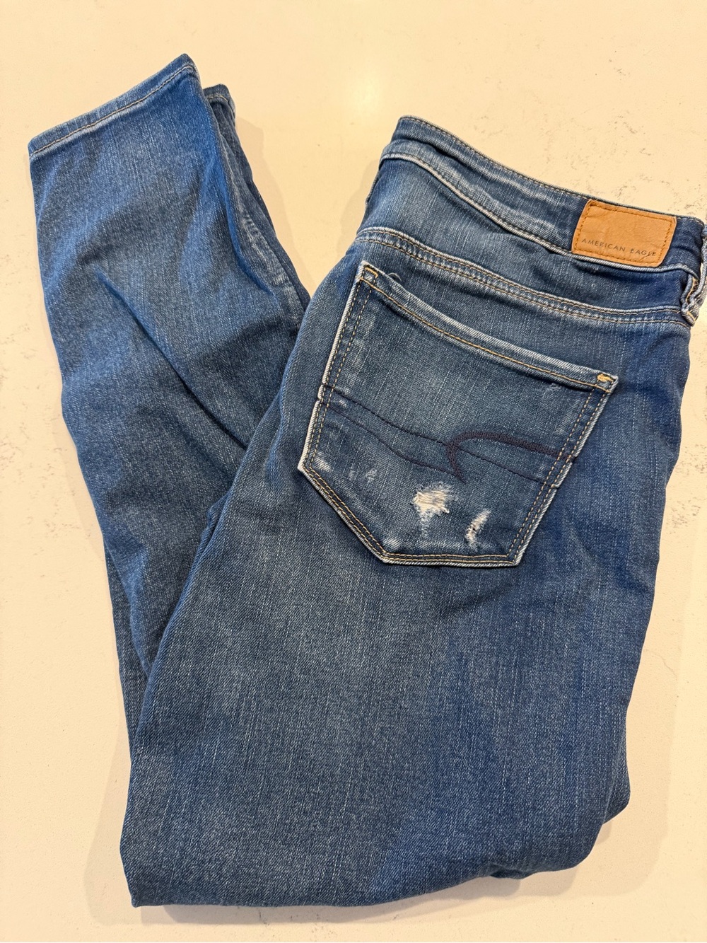 American Eagle Outfitters Women's Blue Distressed Skinny Jeans Jegging 4S